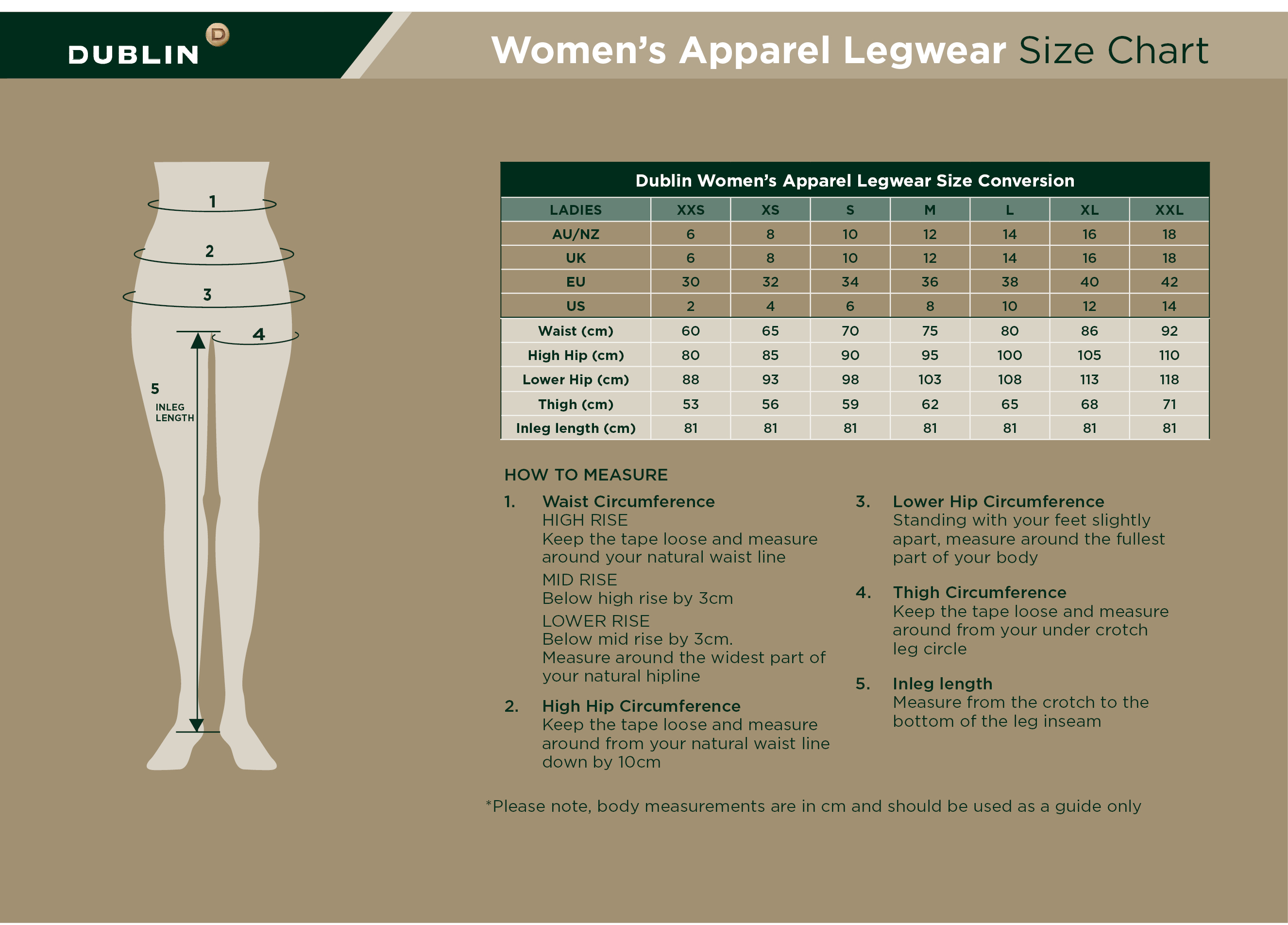 Dublin Clothing Size Guide Horseland